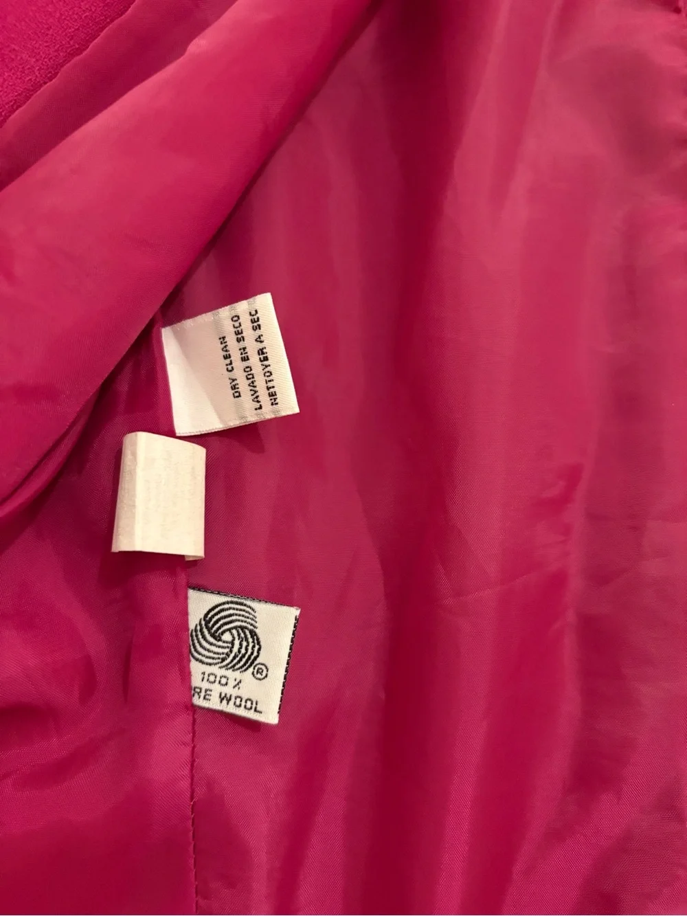 Christian Dior Vintage Fuchsia 100% Wool One-Button Blazer Jacket Pink Size 10